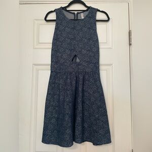Xhiliration - Medium Blue Dress with Silver Flowers